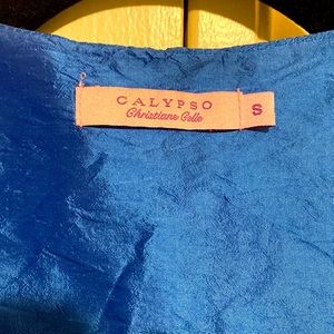 Calypso 100% silk blue wrap dress size small